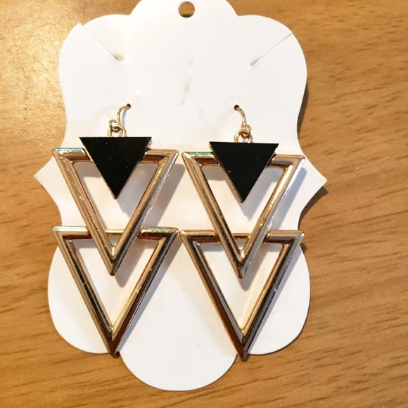 Tiered Triangle Dangling Earrings - Picture 1 of 3